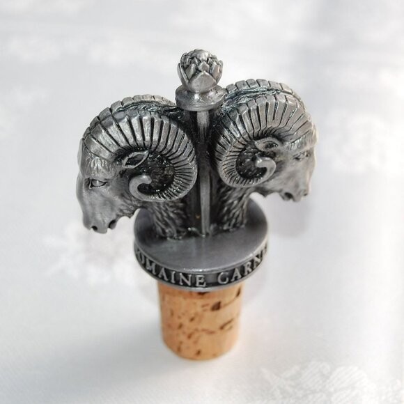 Domaine Carneros By Taittinger Pewter Ram's Head Wine Bottle Stopper With Cork - Picture 3 of 8